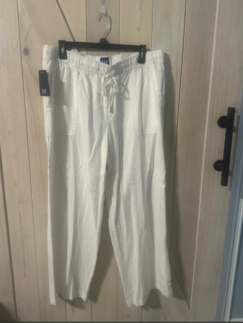 GAP Women's linen White Straight-Leg Drawstring Pants